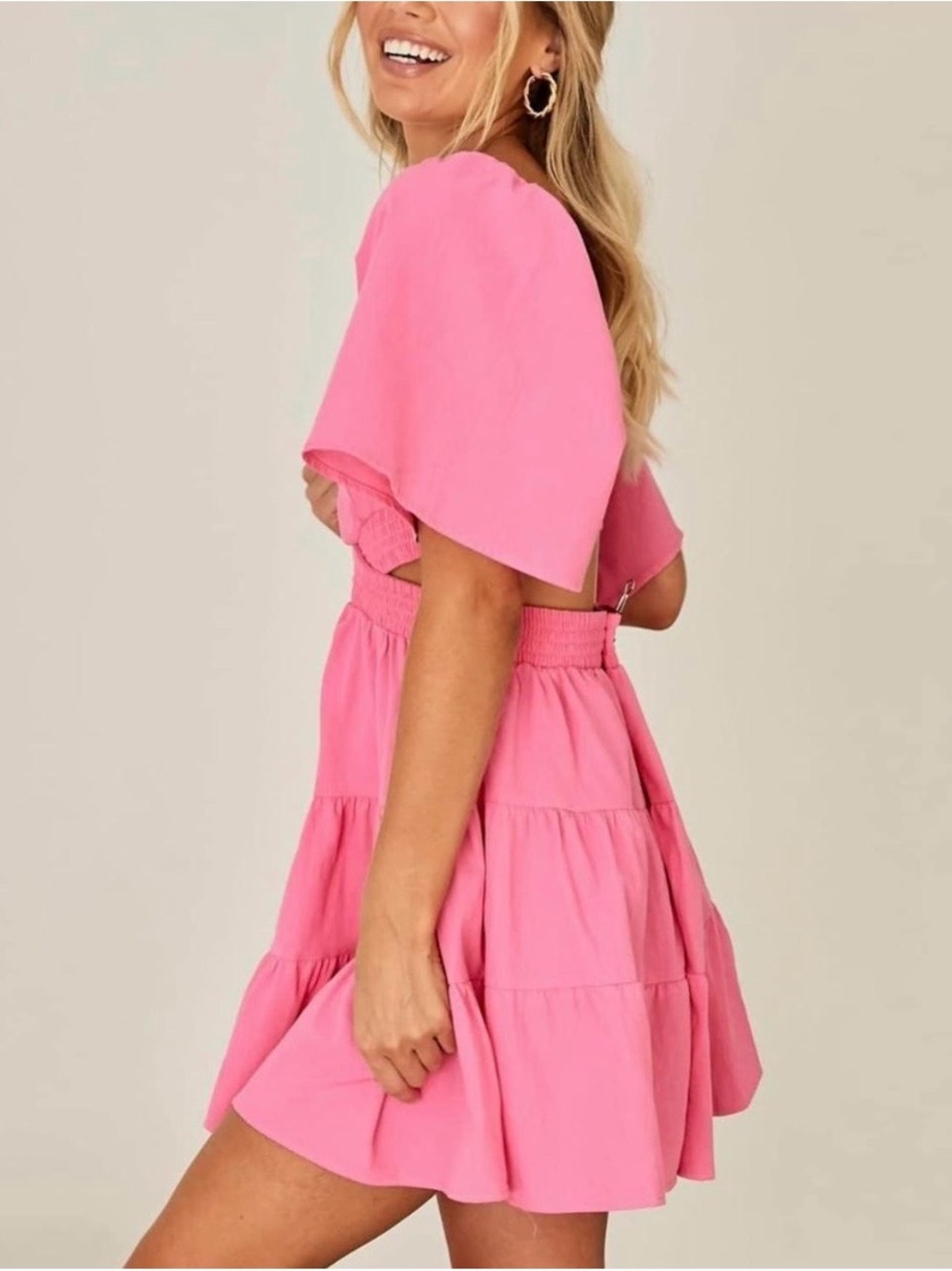 Velvet Bright Pink Smocked Top